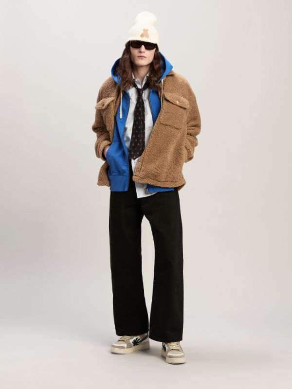 Palm Angels Camel Bear In Mind Overshirt In Brown