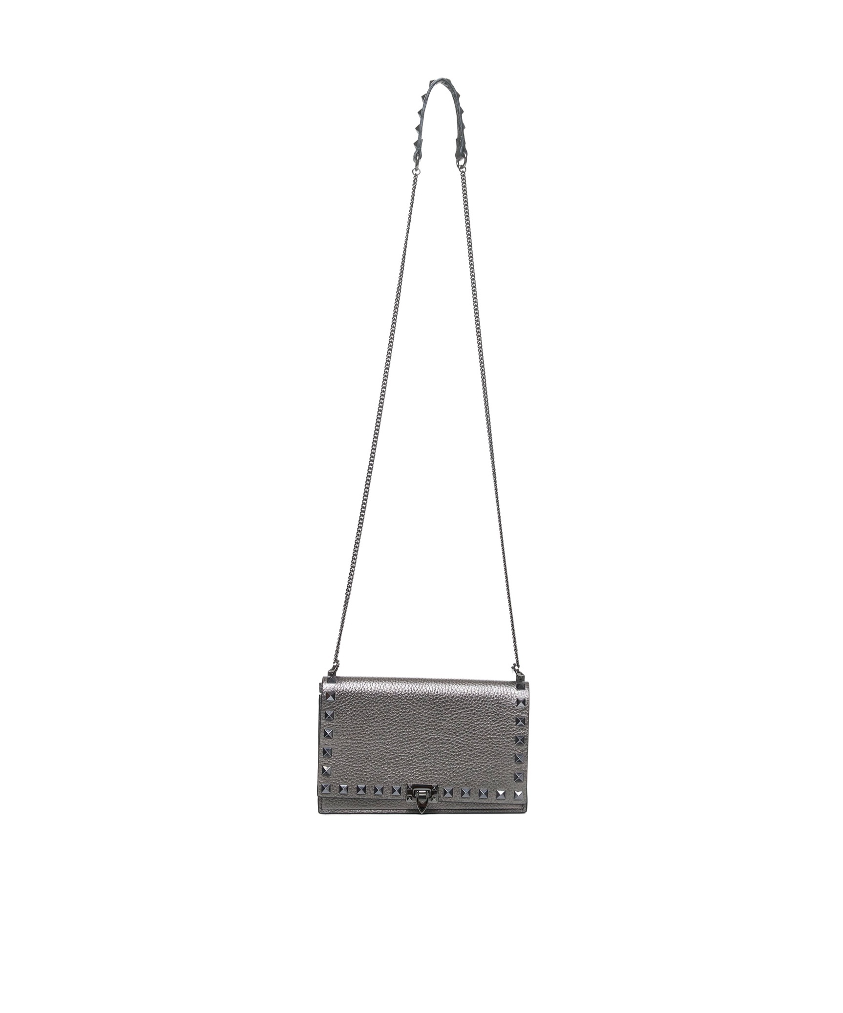 Shop Valentino Rockstud Crossbody Bag In Gray