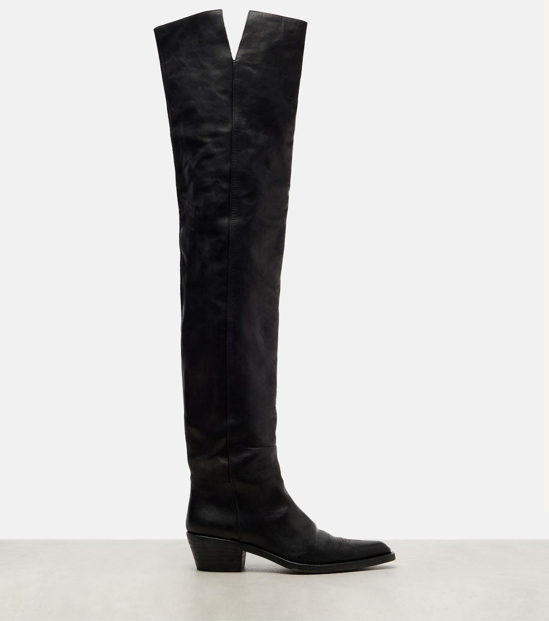 Khaite Clive 35 Leather Over-the-knee Boots In Black
