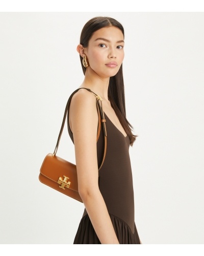 Tory Burch Small Eleanor Rectangular Convertible Leather Shoulder Bag In Brown