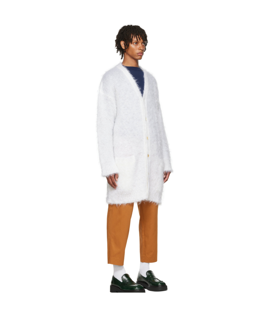 Marni White Mohair Cardigan In White
