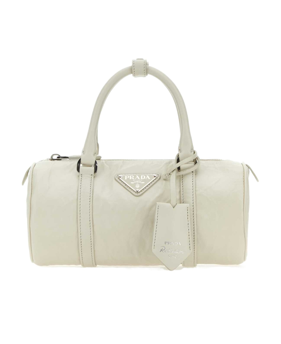 Prada White Leather Small Duffle Bag In White