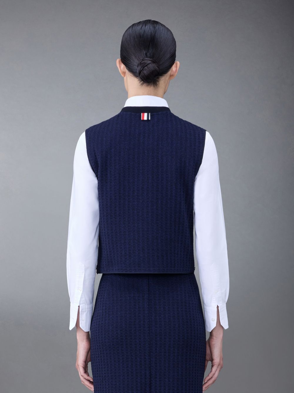 Thom Browne Logo-patch Jacquard Top In Blue