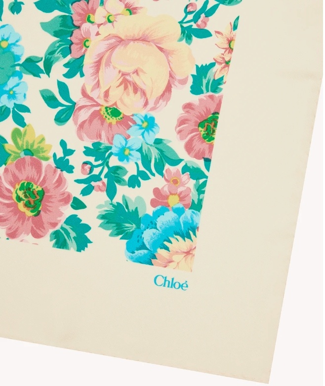 Chloé Floral-print Silk-twill Scarf In White