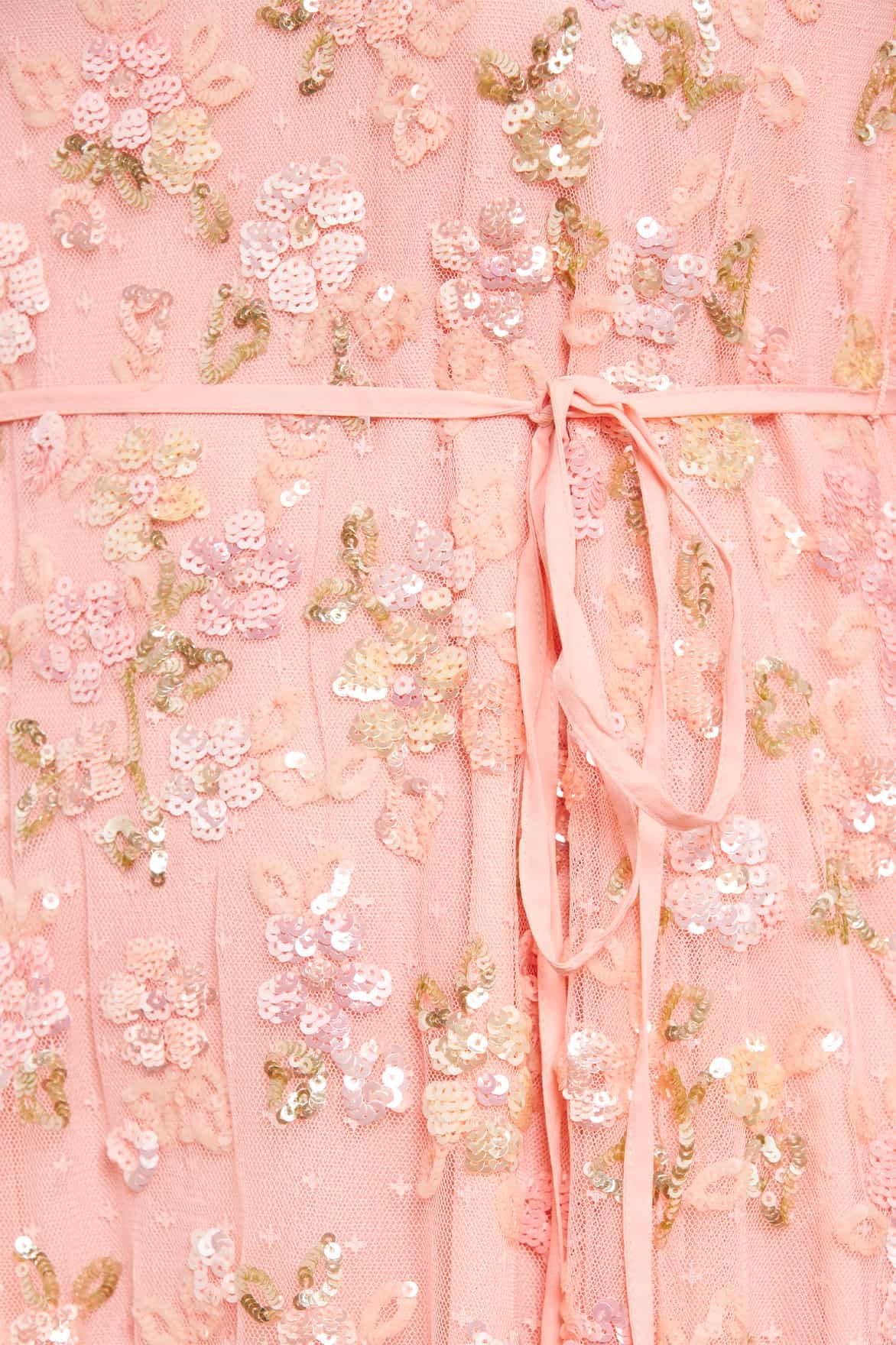 Shop Needle & Thread Sequin Bloom Tulle Midi Dress In Pink