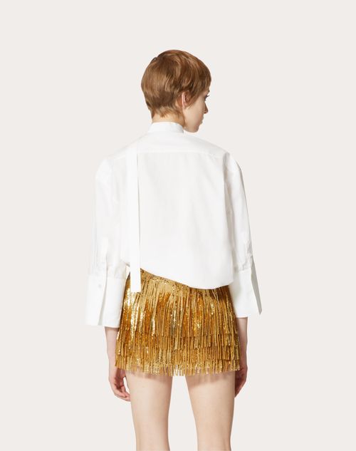 Valentino Side Neck Tie Fastening Blouse In White