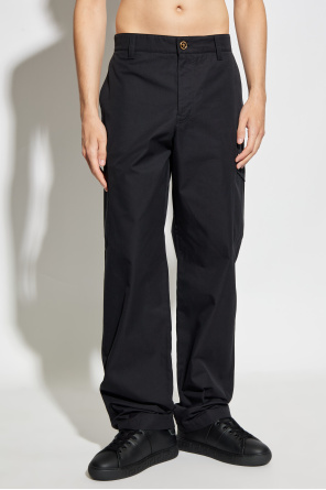 Versace Belt Loop Casual Pants In Black