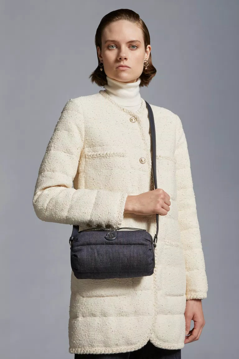 Moncler Keoni Denim Crossbody Bag In Blue