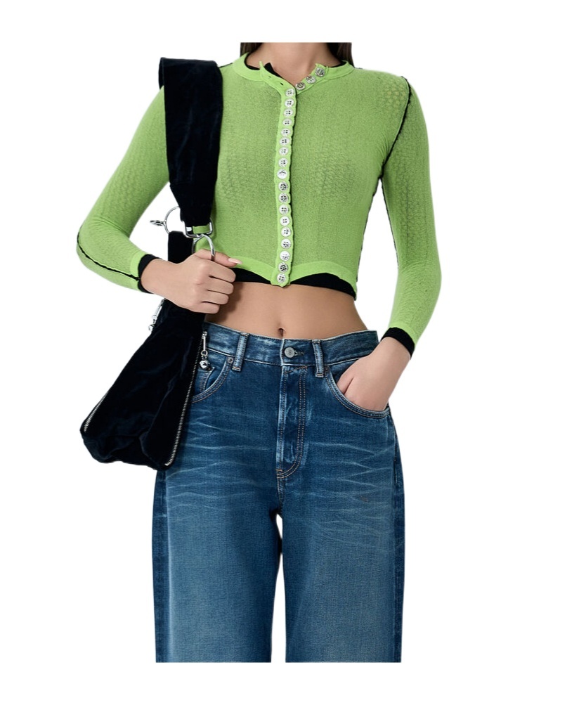 Chopova Lowena Women Fishnet Cardigan In Green