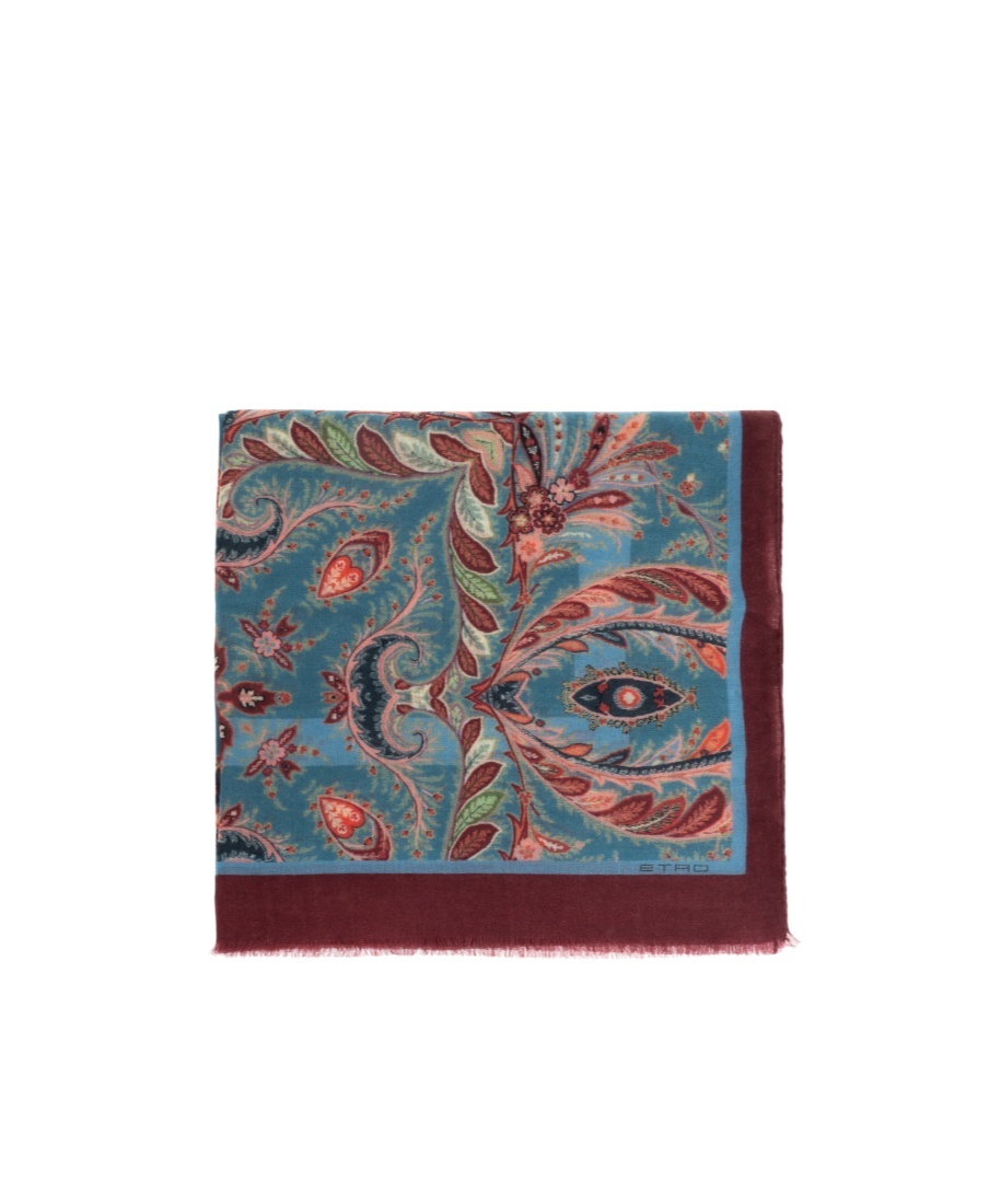 Etro Wool And Cashmere Scarf With Placed Print In Multi