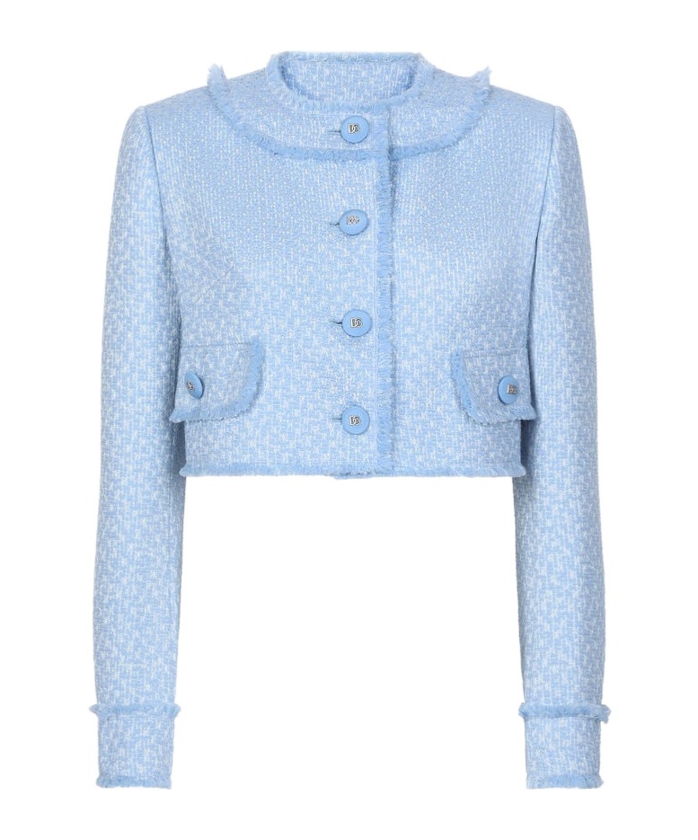 Shop Dolce & Gabbana Buttoned Cropped Jacket In Blue