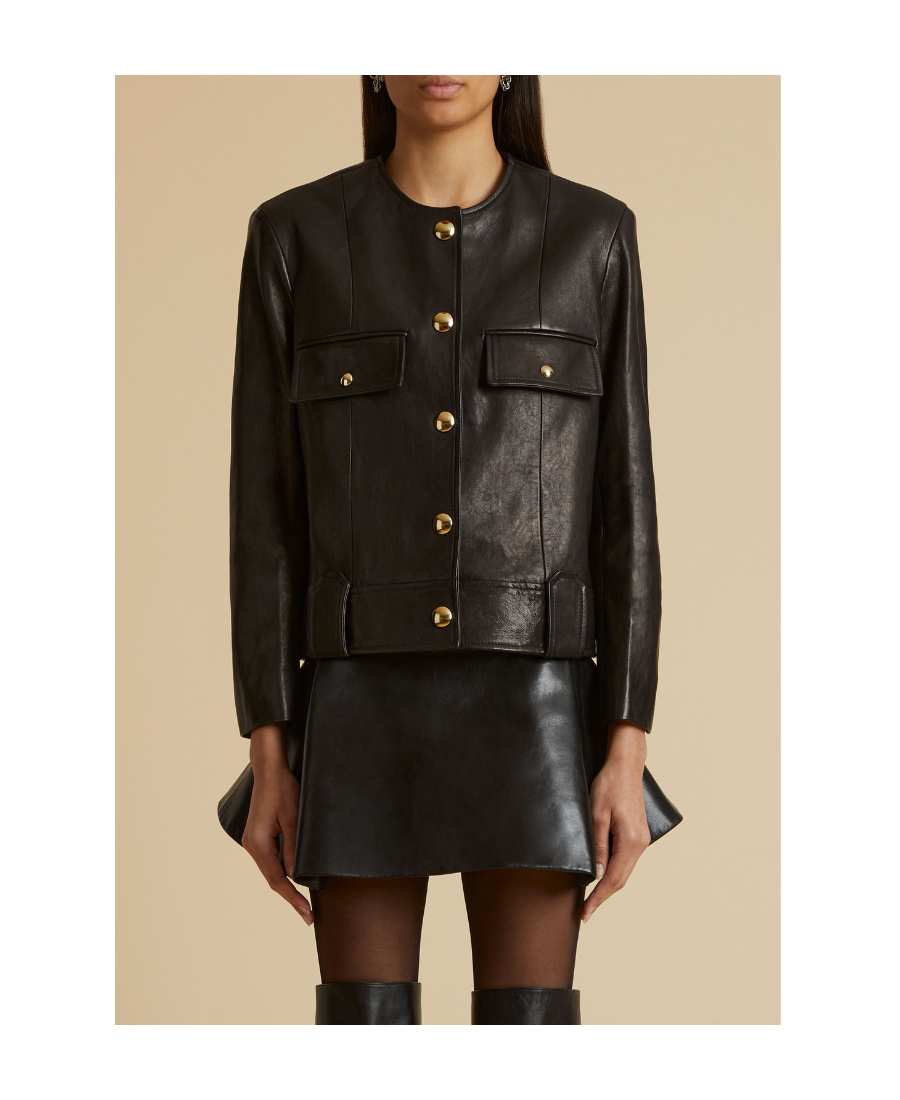 Shop Khaite The Laybin Leather Jacket In Black