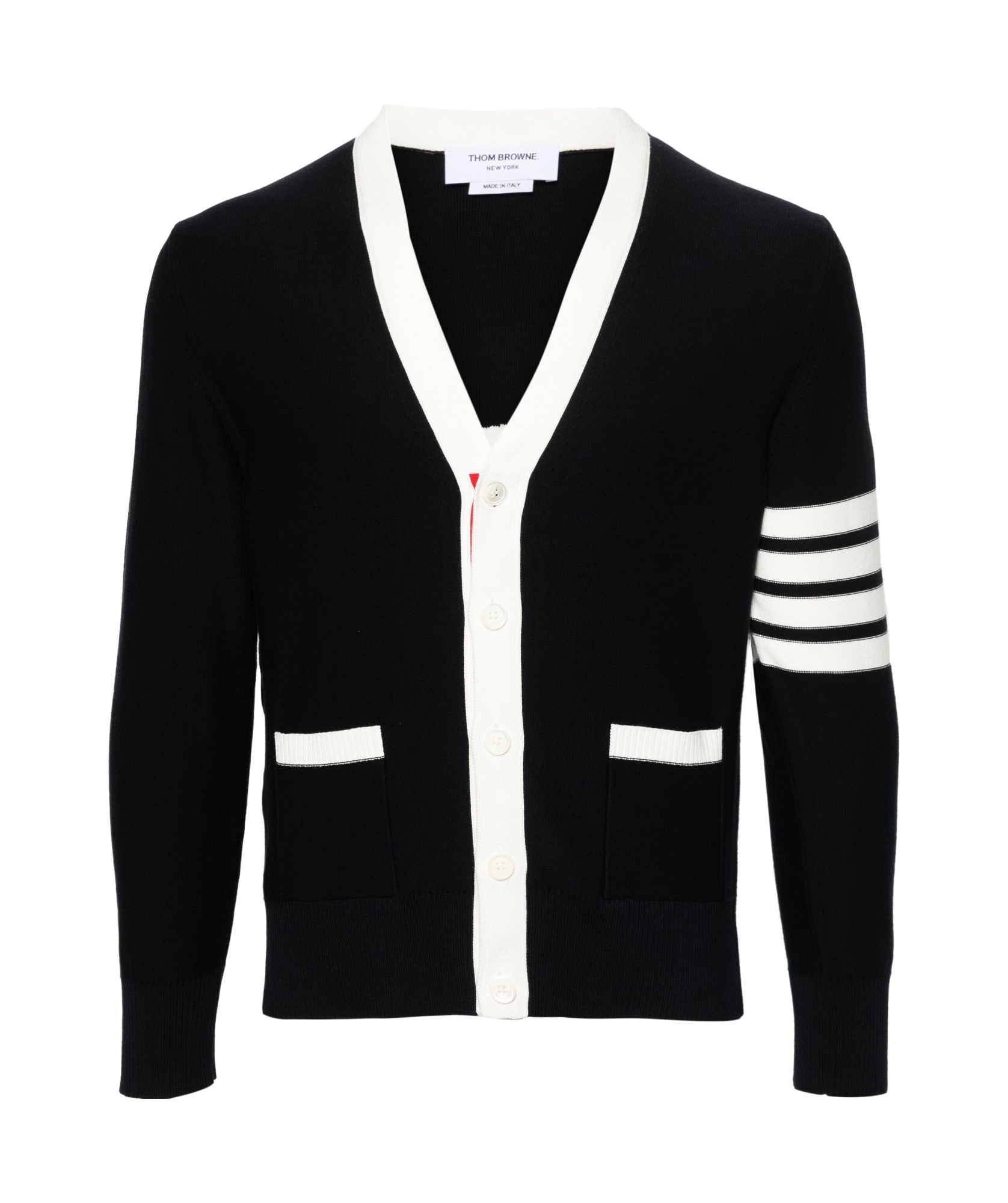 THOM BROWNE THOM BROWNE V-NECK KNITTED CARDIGAN