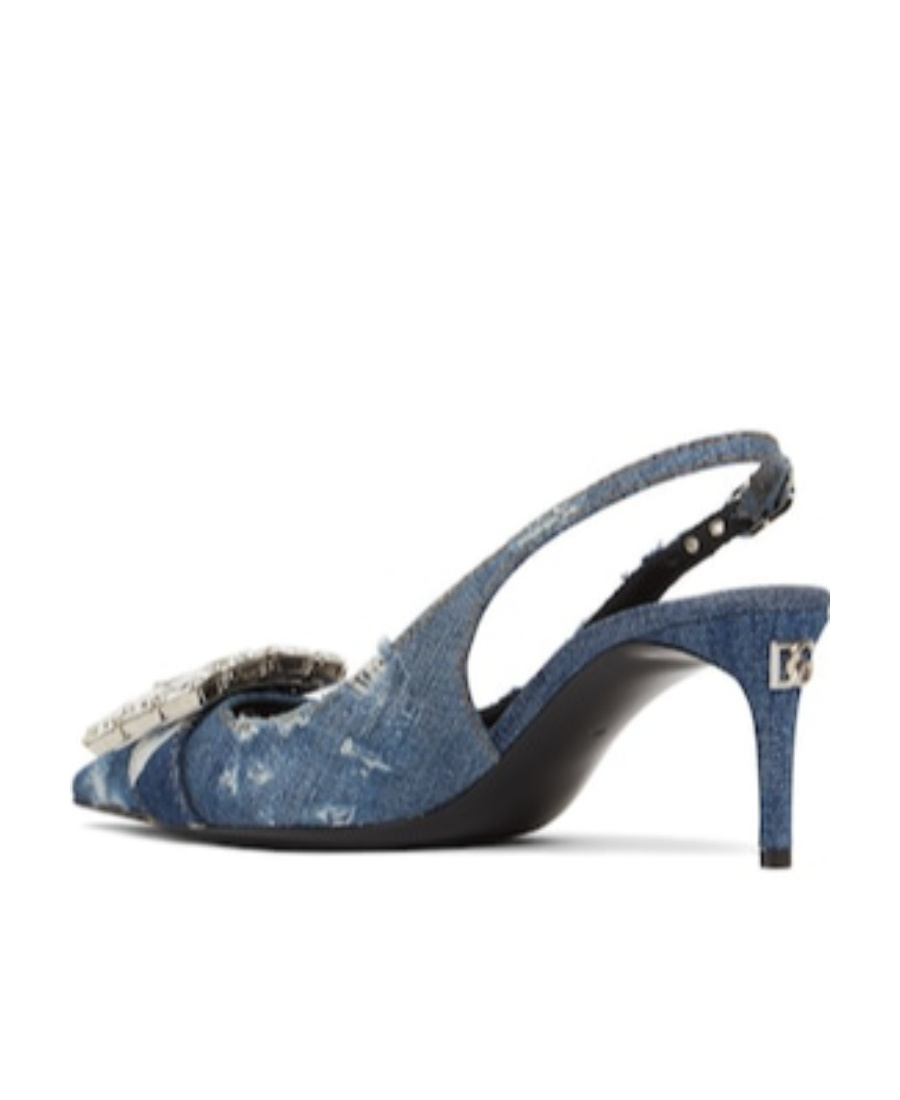 Shop Dolce & Gabbana Denim Stitched High Heels