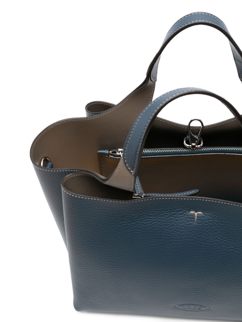 Tod's Mini Leather Shopping Bag In Blue