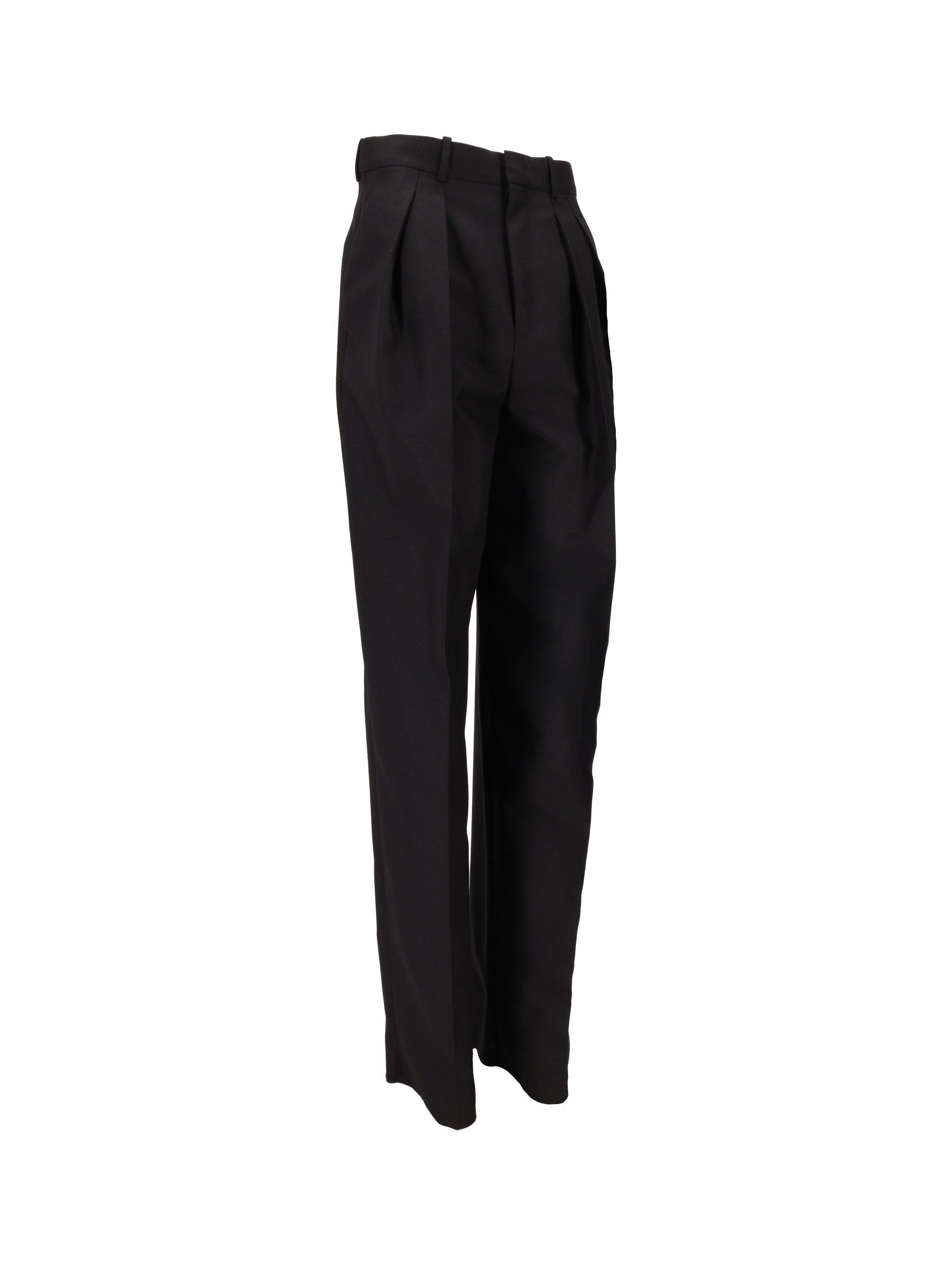 Saint Laurent Pleated-front Straight Trousers In Black