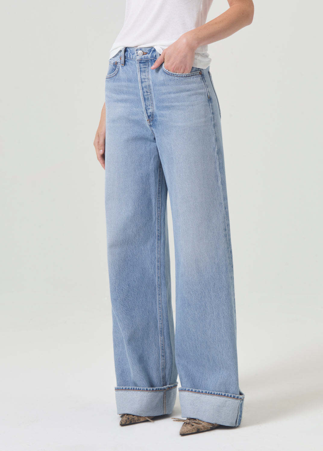 Agolde Dame Wide Leg Jeans In Blue