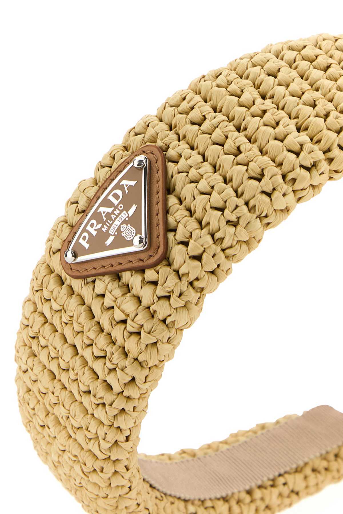 Shop Prada Crochet Headband In Yellow