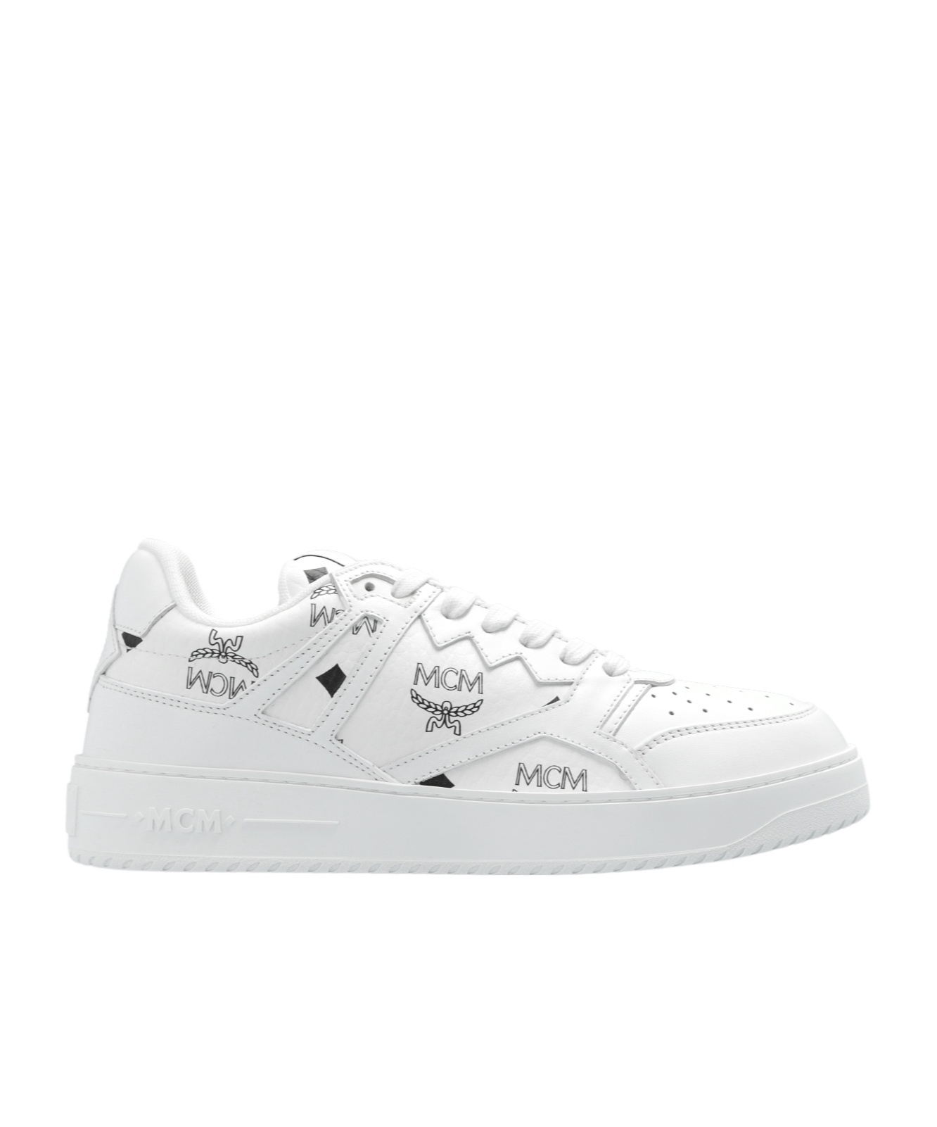 Mcm Terrain Canvas Printed Sneakers In White