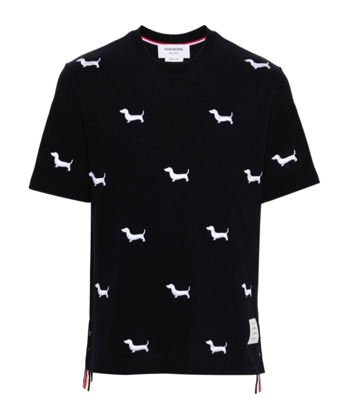 Thom Browne Dachshunds Embroidered Cotton T-shirt In Black