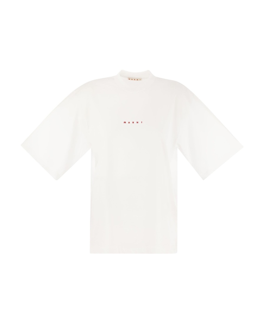 Marni Cotton T-shirt With Logo In White