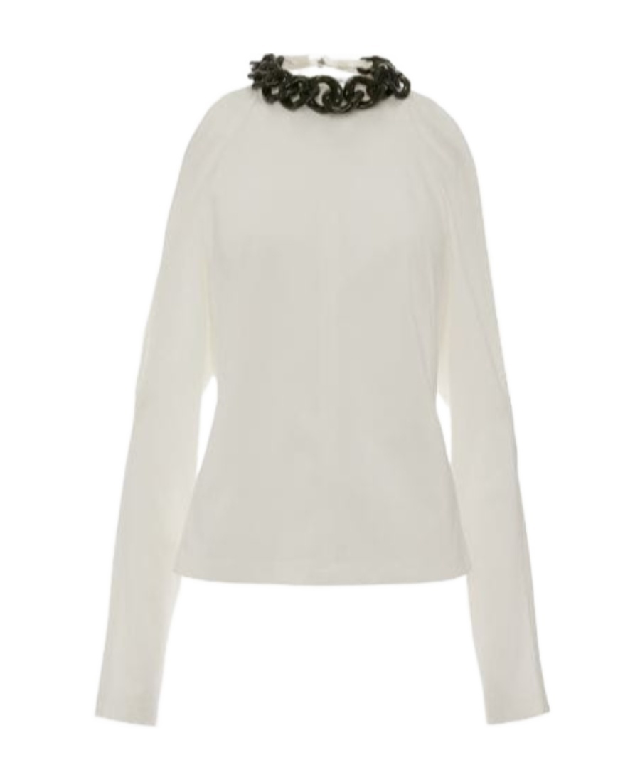 Jw Anderson Chain-embellished Cold-shoulder Top In White