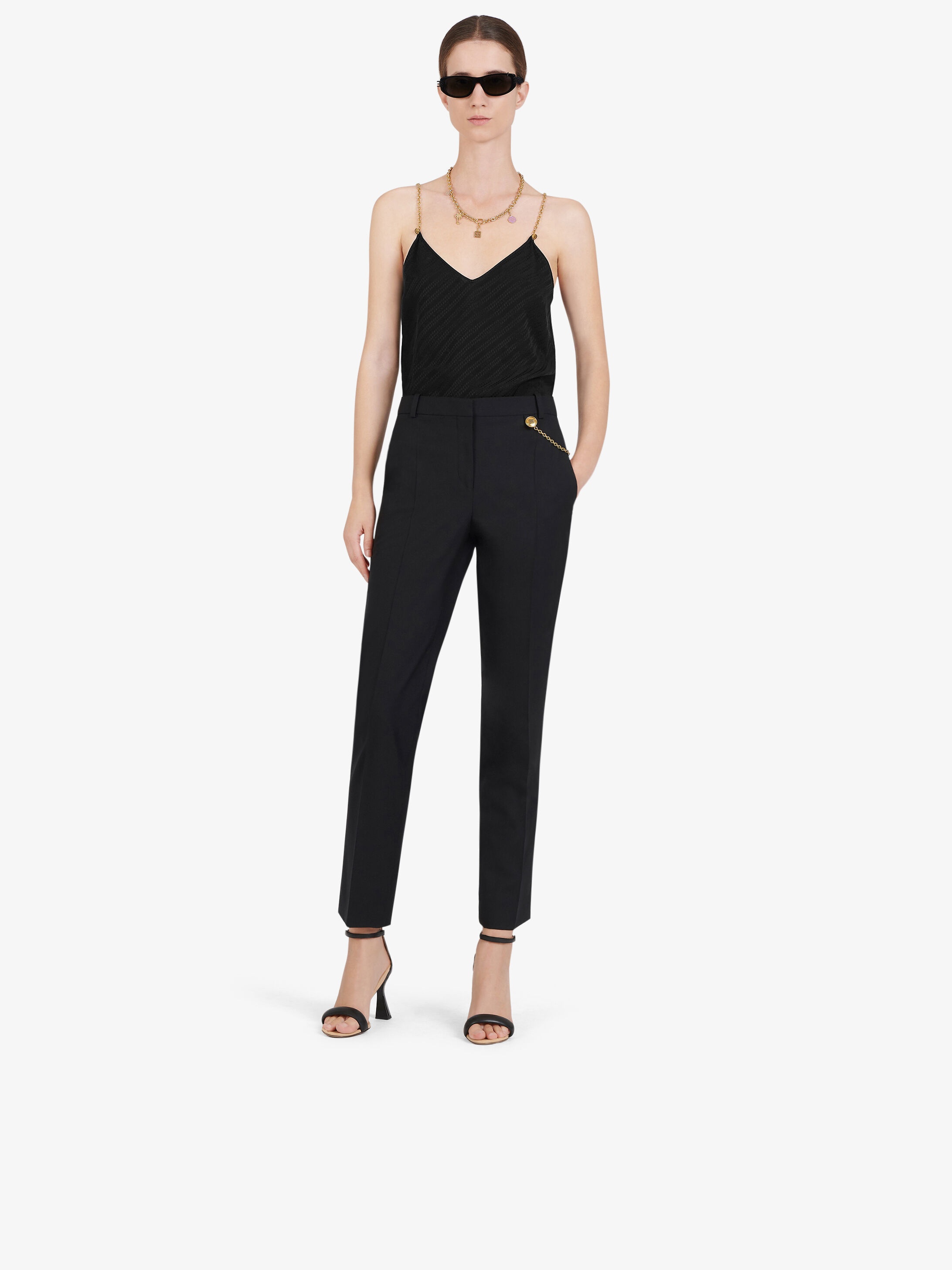 Givenchy Chain Strap Silk Camisole In Black
