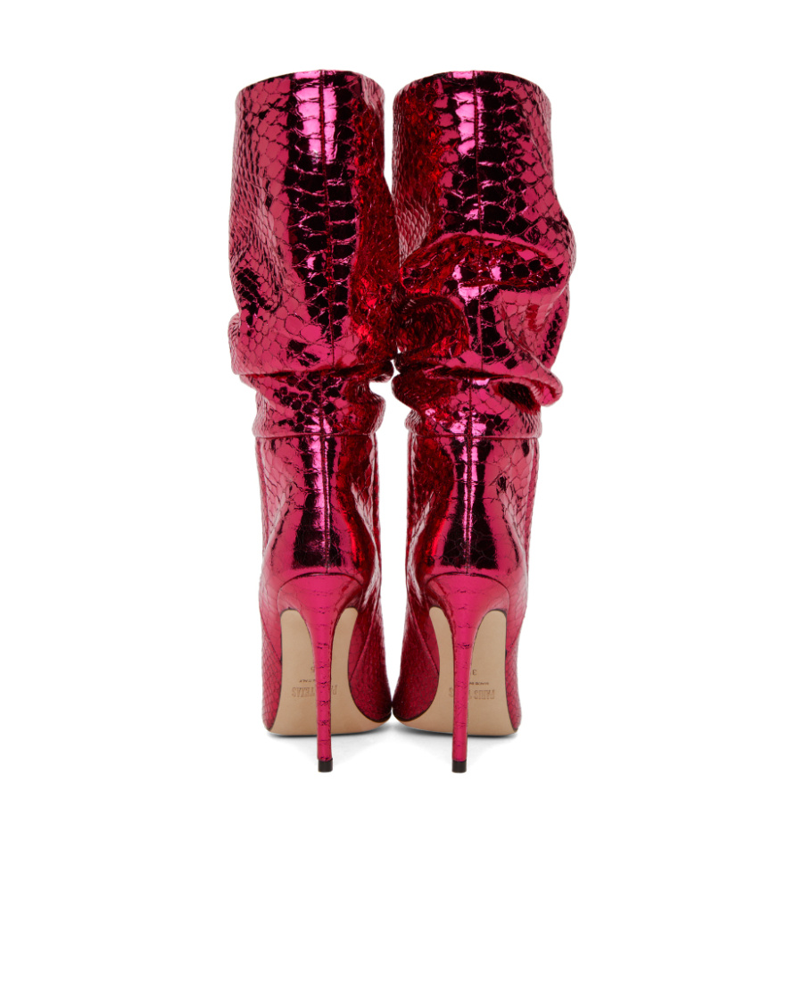 Paris Texas Serpentine Embossed Boots In Red