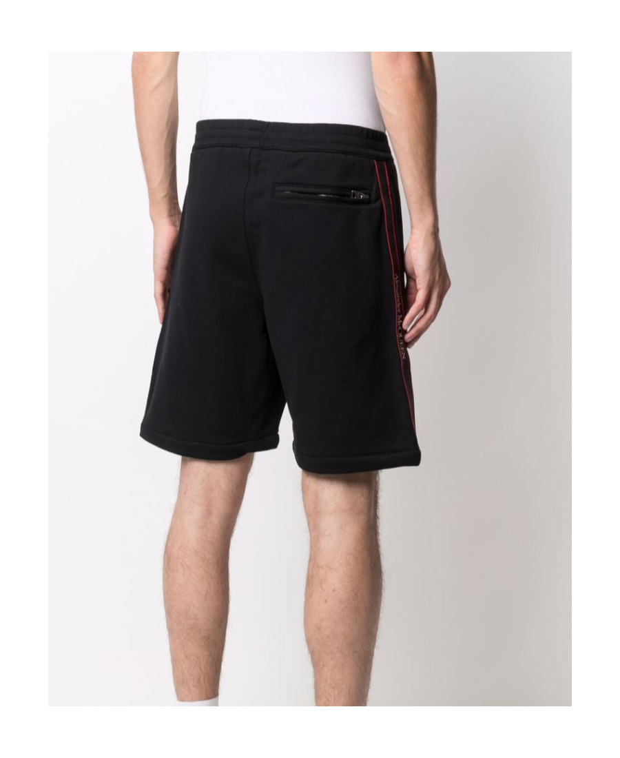 Alexander Mcqueen Logo Tape Cotton Sweat Shorts In Black