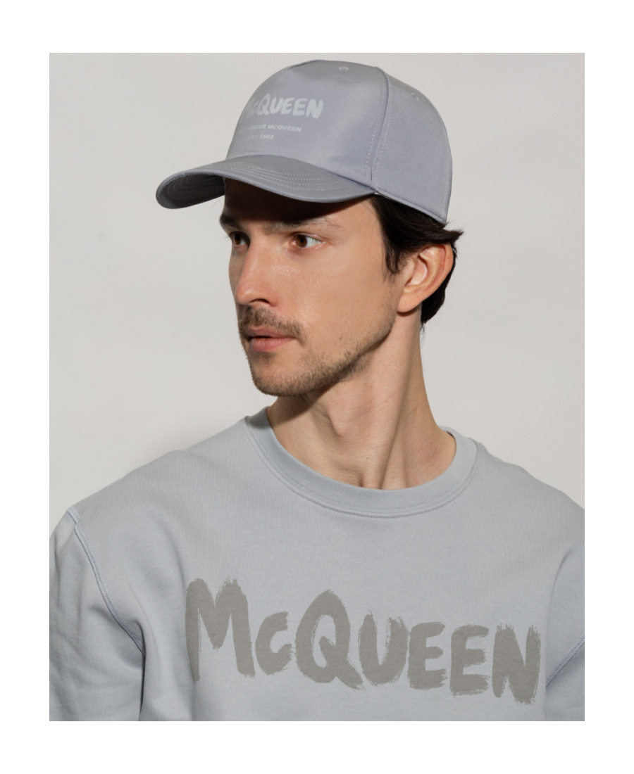 Alexander Mcqueen Logo Printed Baseball Cap In Gray