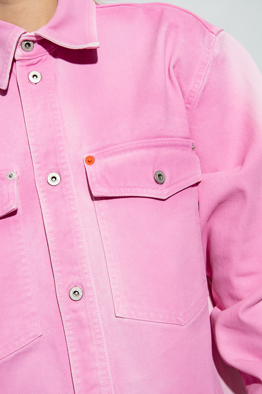 Heron Preston Pink Faded Denim Jacket In Pink