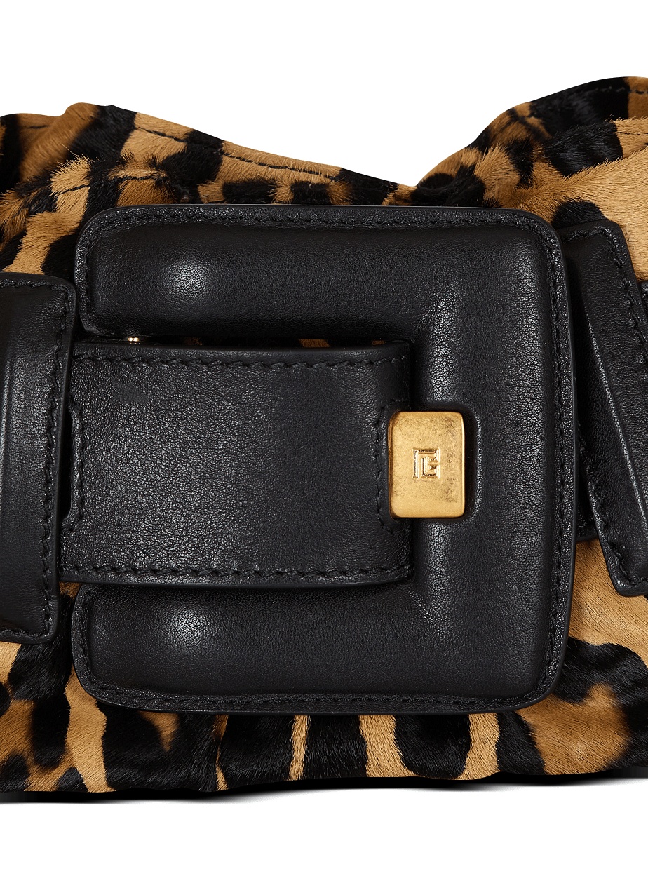 Balmain Anthem Mini Ponyskin-style Leopard Print Bag In Brown
