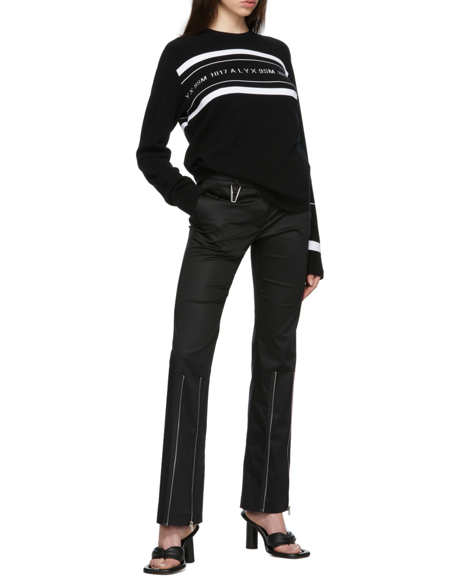 Alyx Contrast-logo Striped Jumper In Black