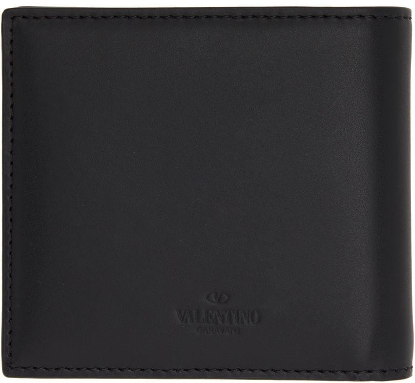 Valentino Vltn Logo Leather Bi-fold Wallet In Black