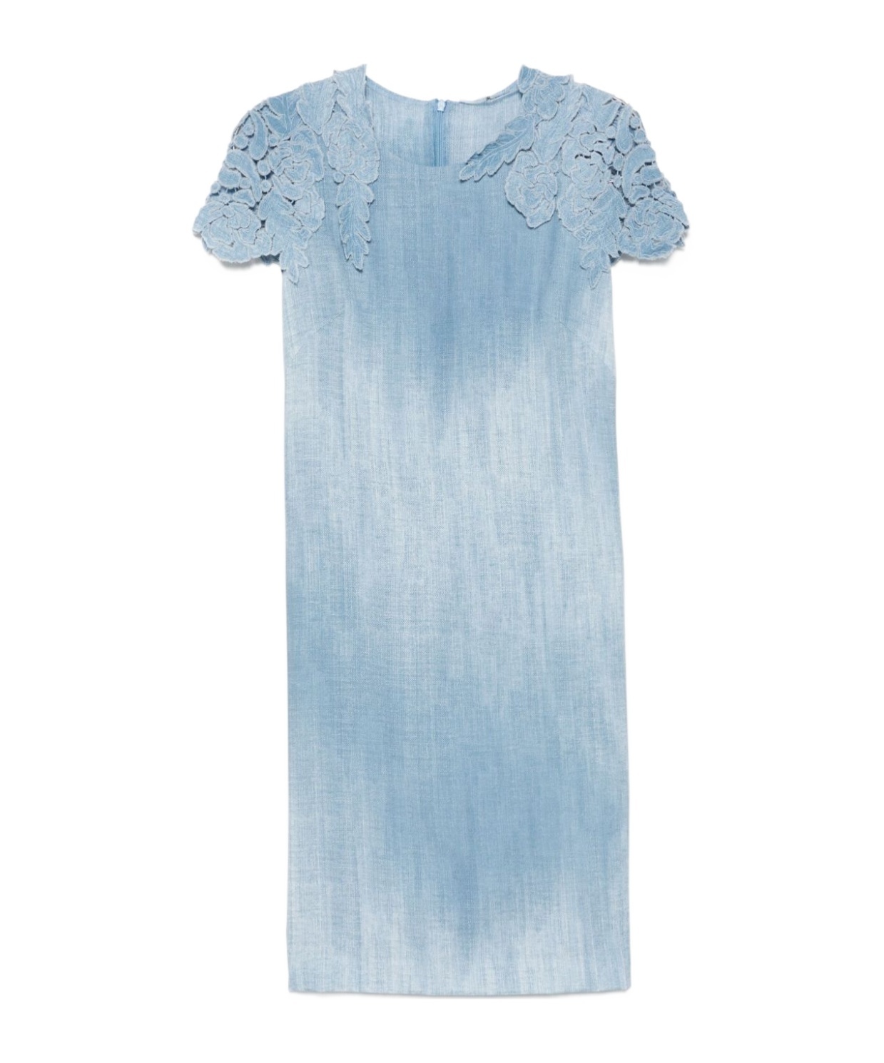 Ermanno Scervino Flowing Gradient Dress With Lace Detailing In Blue