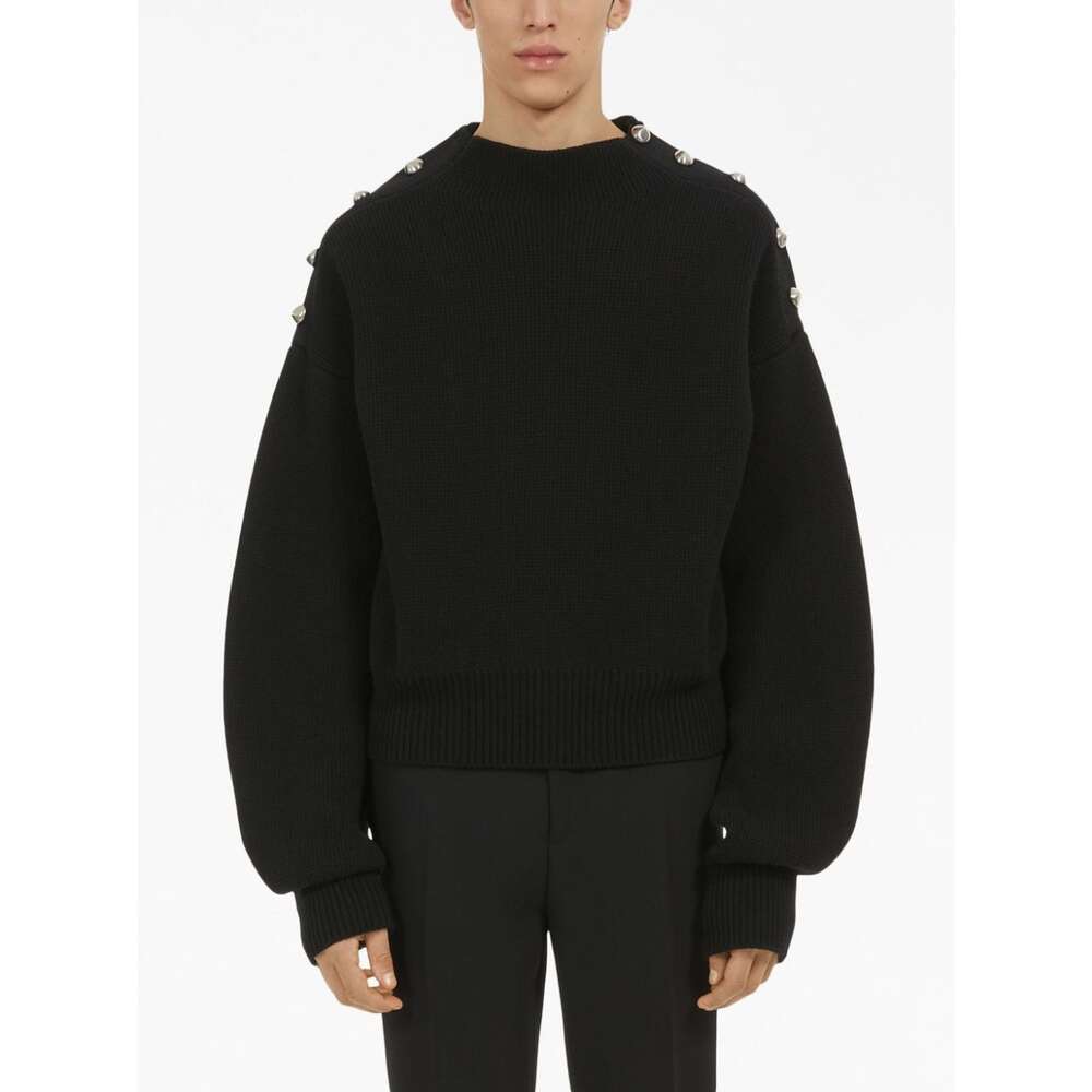 Ferragamo Maglione In Misto Lana Blu Notte Uomo In Black