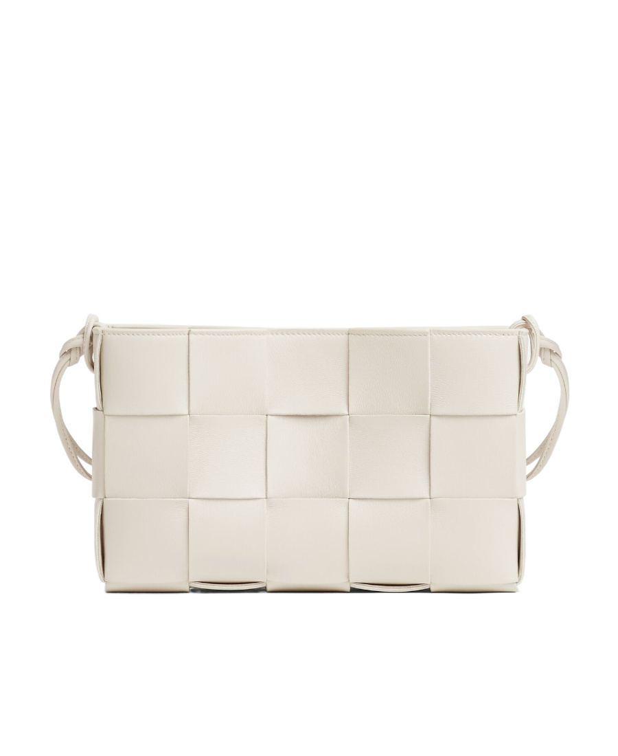 Bottega Veneta Cassette Leather Shoulder Bag In White