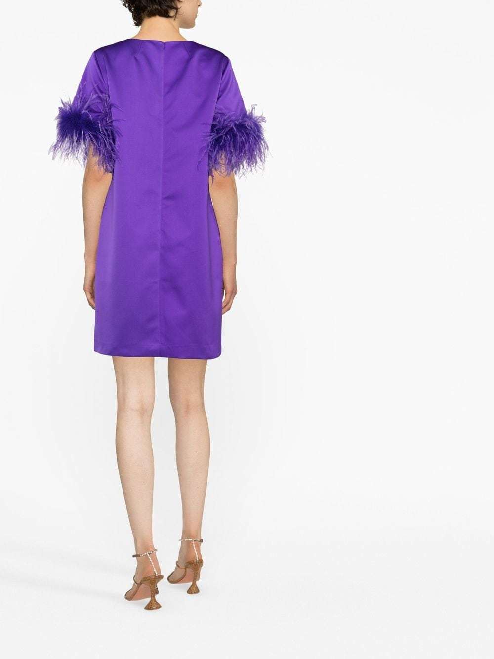 P.a.r.o.s.h Feather-trim Satin Dress In Purple