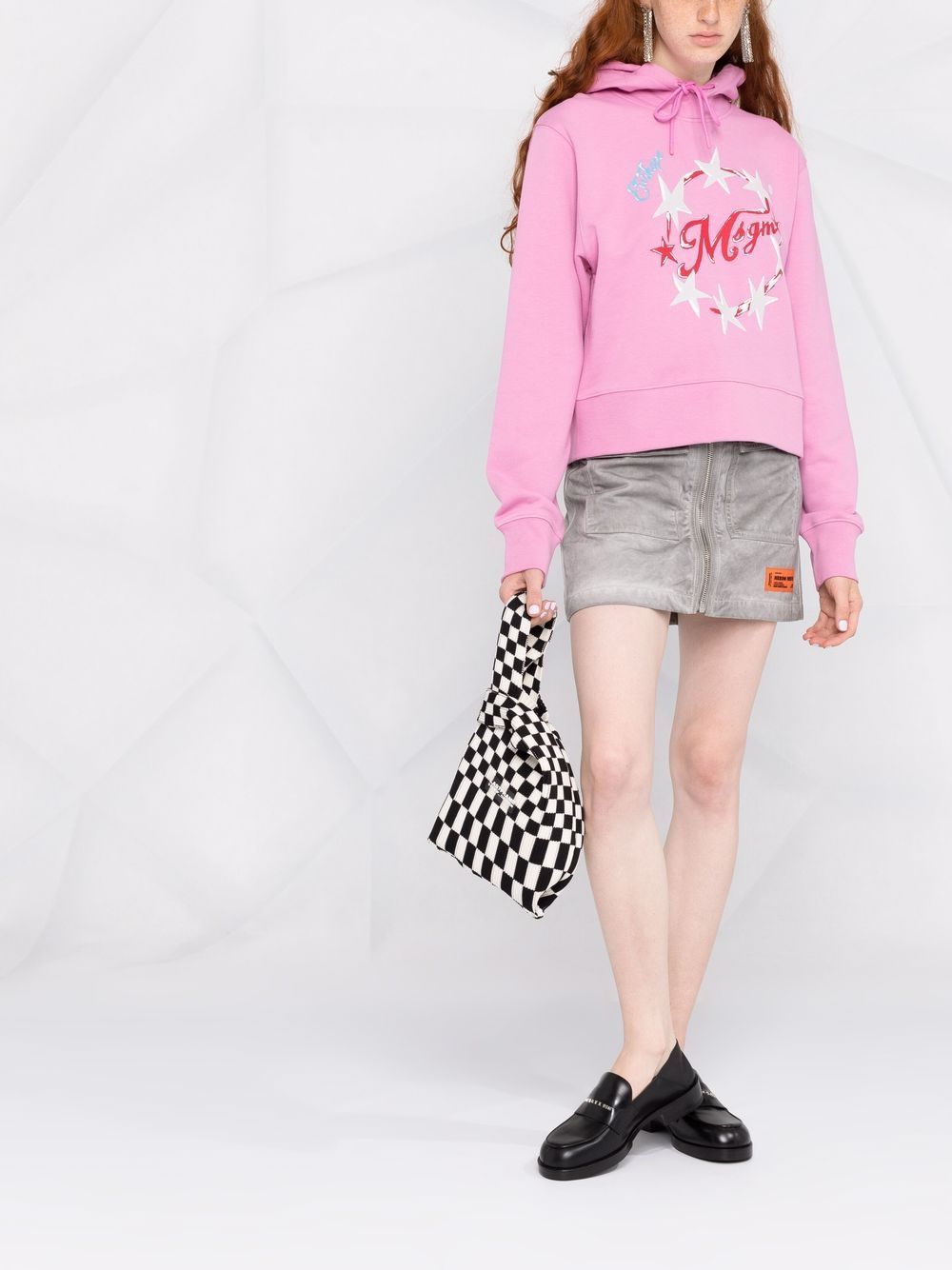 Msgm Logo-print Hoodie In Pink