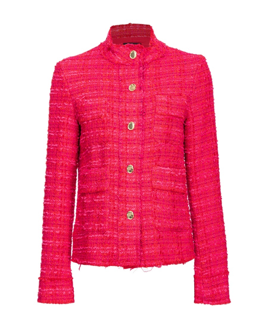 Pinko High-neck Tweed Jacket In Red