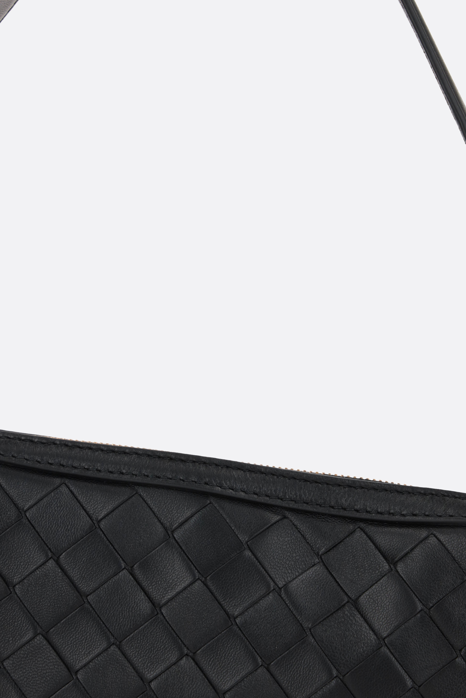 Bottega Veneta Mini Sunrise Leather Shoulder Bag In Black