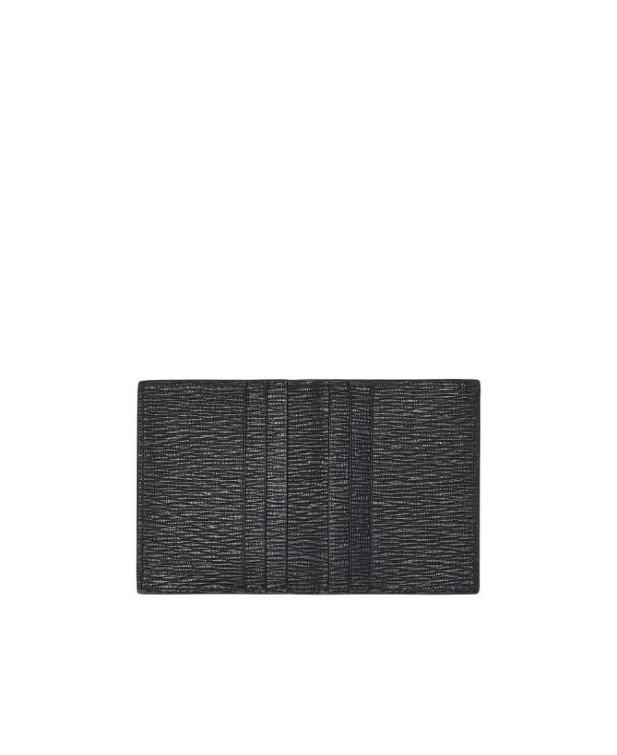 Ferragamo Black Cardholder With Gold-tone Gancini Logo In Calf Leather Man In Black