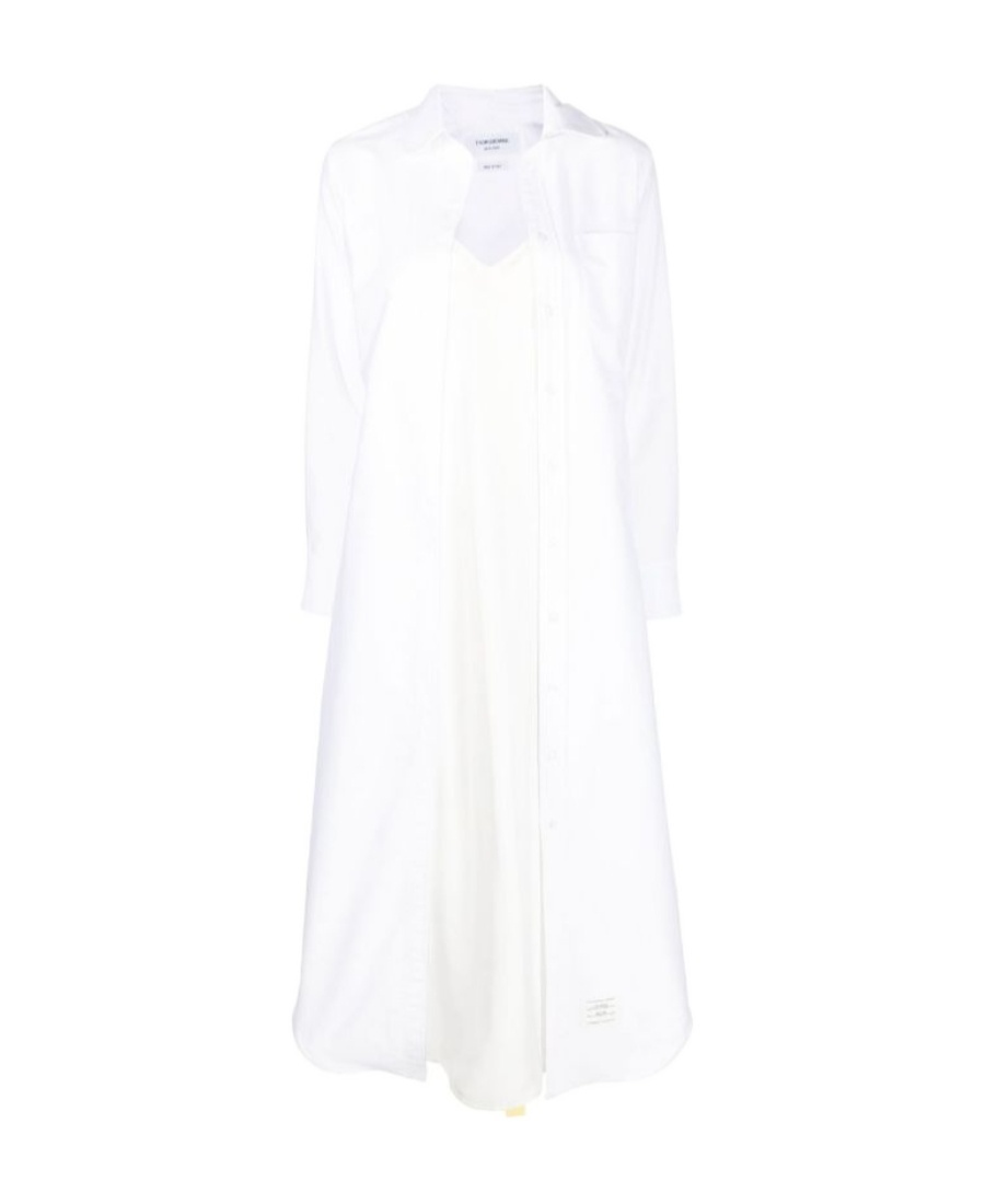 Thom Browne Tab-detail Shirt Dress In White