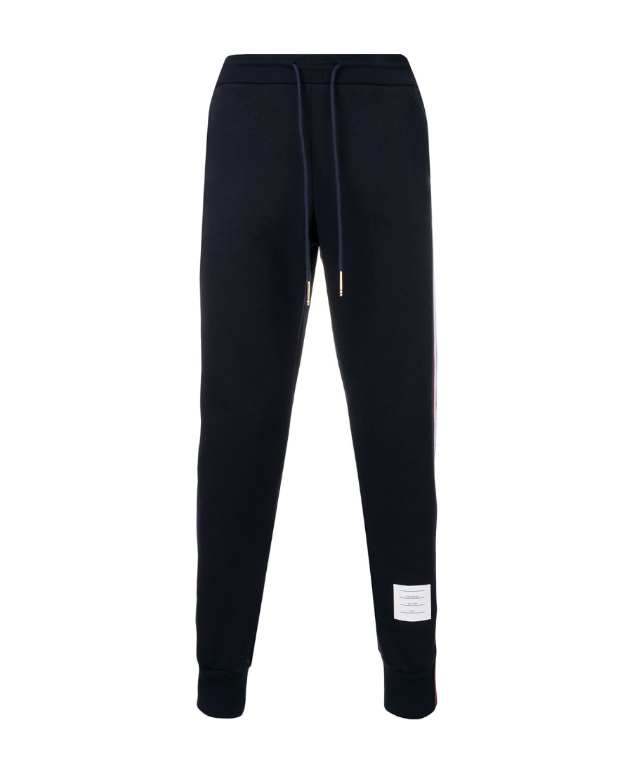 Thom Browne Tapered Grosgrain-trimmed Loopback Cotton-jersey Sweatpants In Black