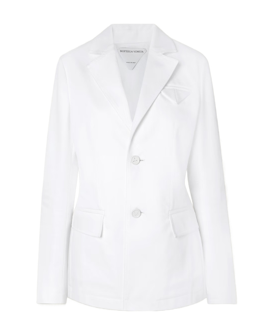 Bottega Veneta Single-breasted Cotton Blazer In White