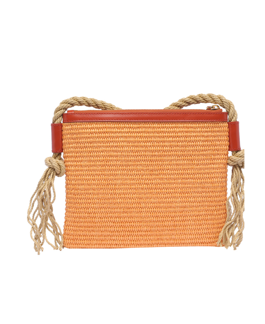 Marni Marcel Summer Raffia Shoulder Bag In Orange