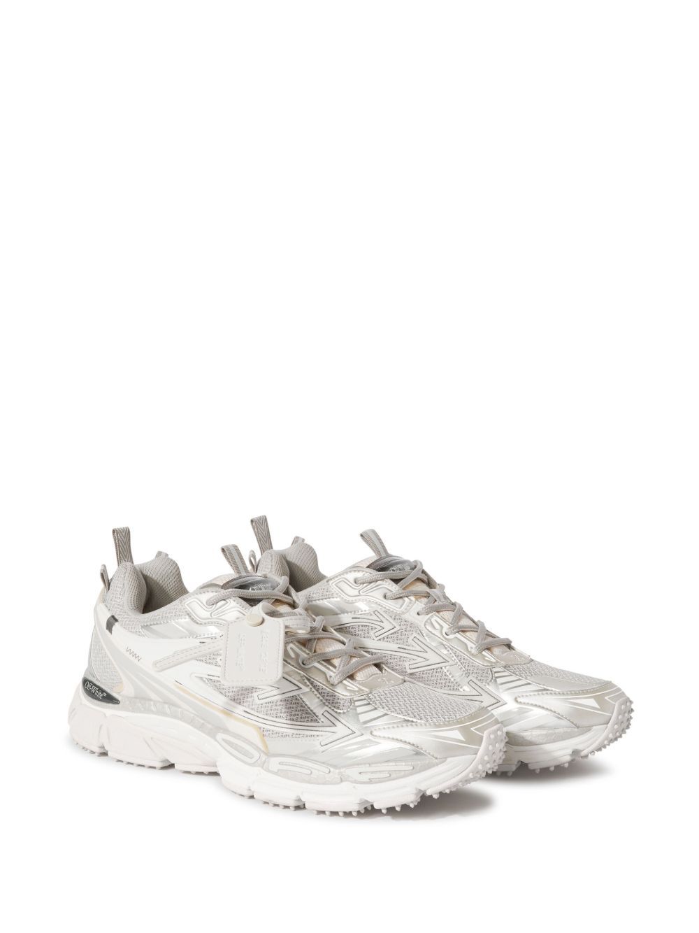 Off-white Ow Be Right Grey Low Top Sneakers With Zip-tie Detail In Mesh And Leather Man In Gray