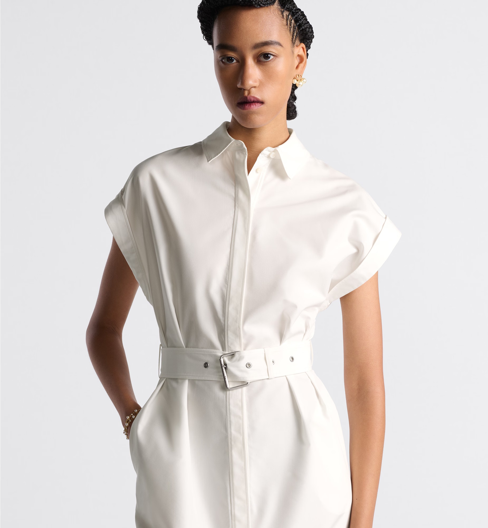 Shop Dior Medium Length Shirt Dress In White