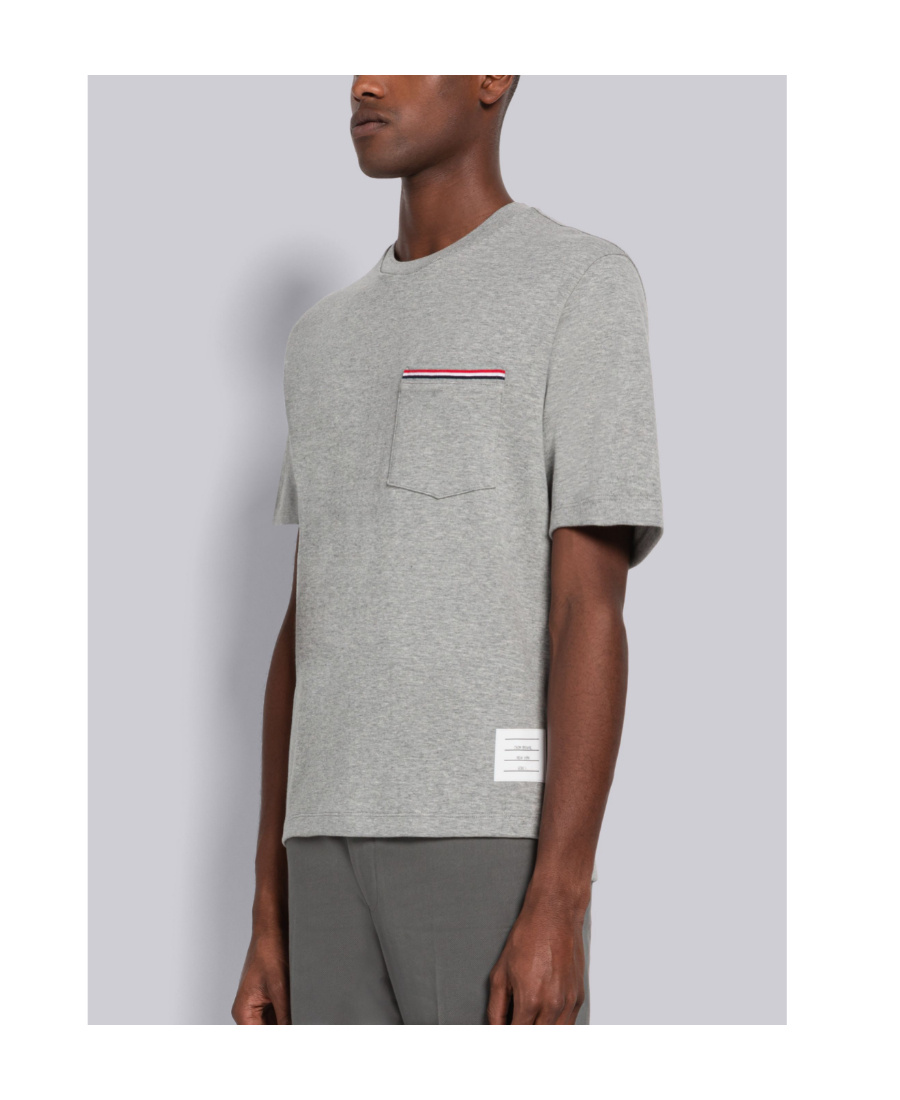 Thom Browne Tricolor Detail T-shirt - Grey In Gray