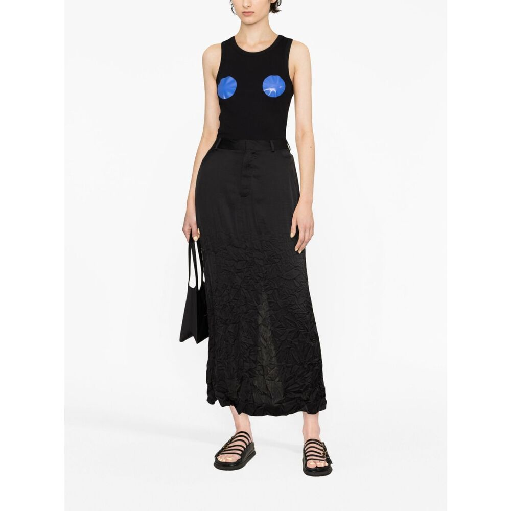 Mm6 Maison Margiela Crinkled Midi Skirt In Black